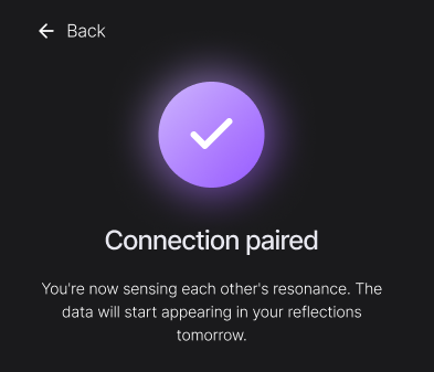 Connection paired confirmation with checkmark and success message