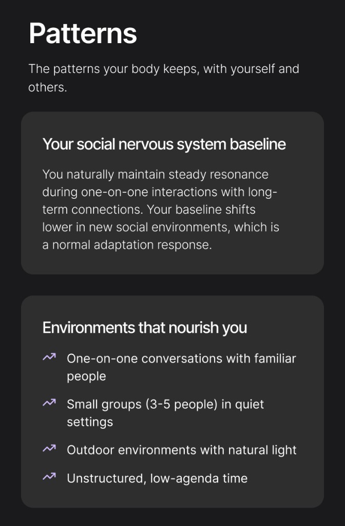 Patterns: social nervous system baseline and environments that nourish you